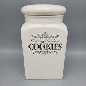 Pier 1 White Cookie Jar French Country Shabby Chic Ceramic